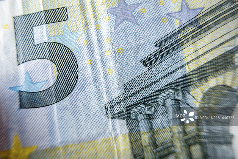 欧洲纸币细节，纸币纹理，微距摄影图片素材
