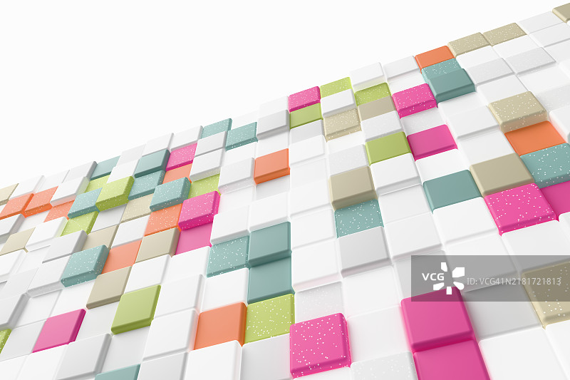 3D多色方砖墙图片素材