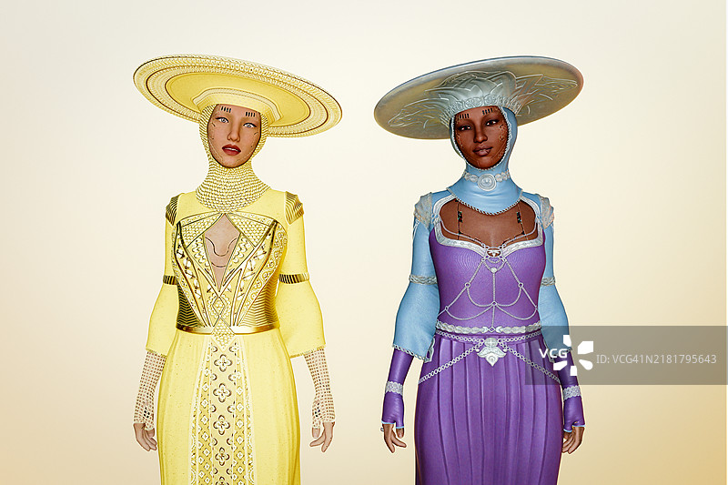 未来科技文明中的女性机器人图片素材