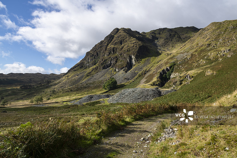 英格兰坎布里亚郡肯特米尔的雷恩斯伯勒山崖图片素材