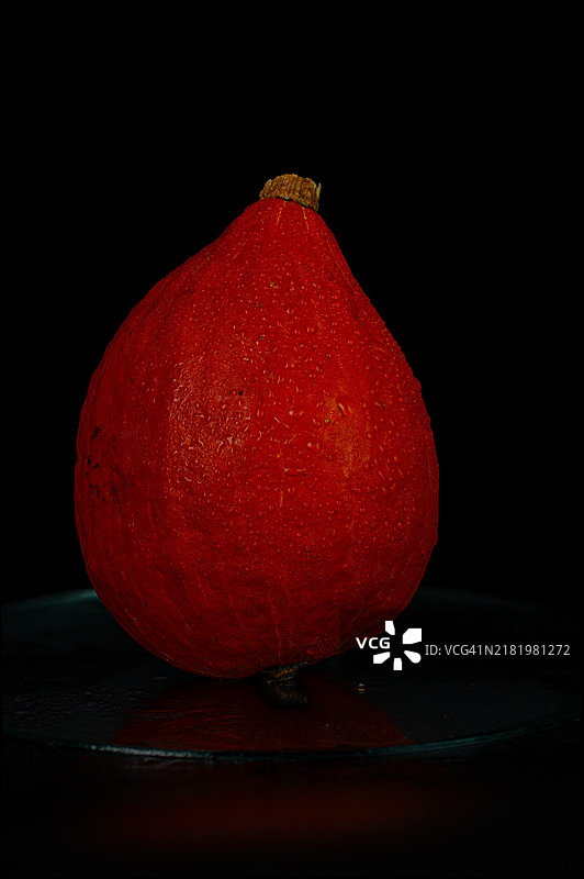 单个北海道南瓜孤立在深色背景上，留有空白空间。图片素材