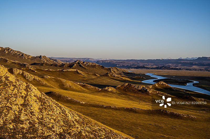 巴彦布拉克草原日落时分图片素材