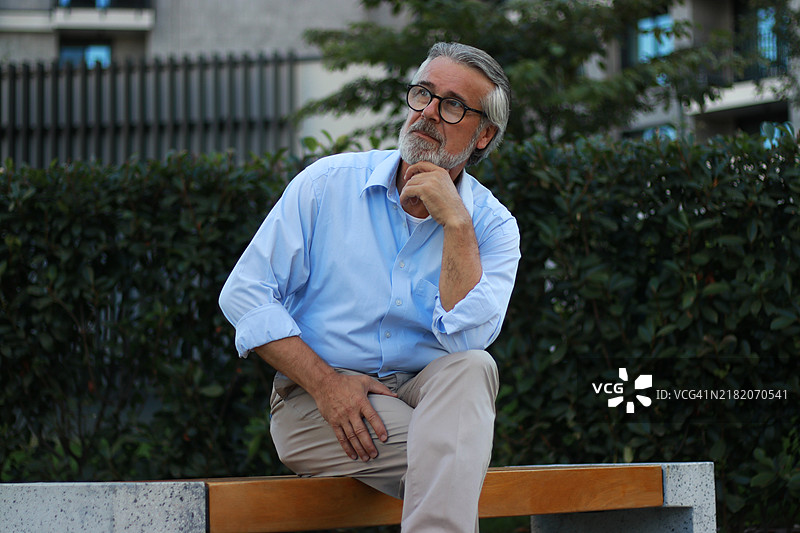 优雅的老年商人在公园里图片素材