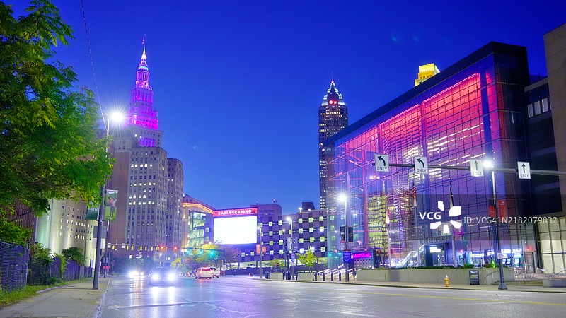 克利夫兰市中心。夜晚图片素材