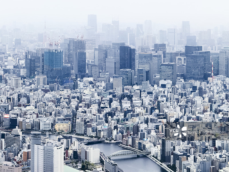 从高处俯瞰东京日本城市景观图片素材