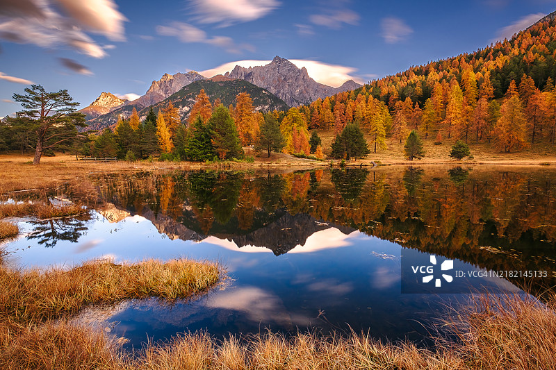 湖边树木与天空的美丽景色图片素材