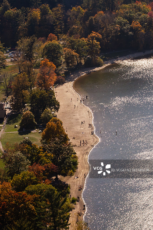 海边树木的高角度视图，巴拉布，威斯康星州，美国图片素材