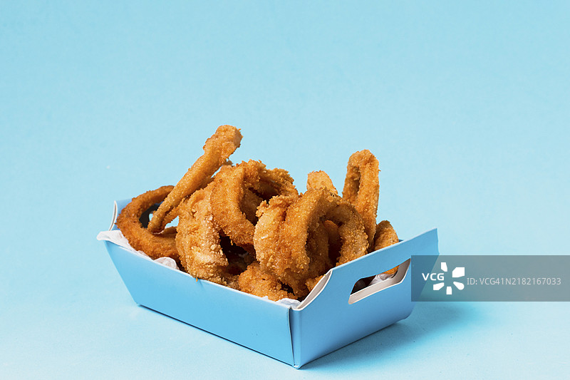 洋葱圈蓝色盒子图片素材