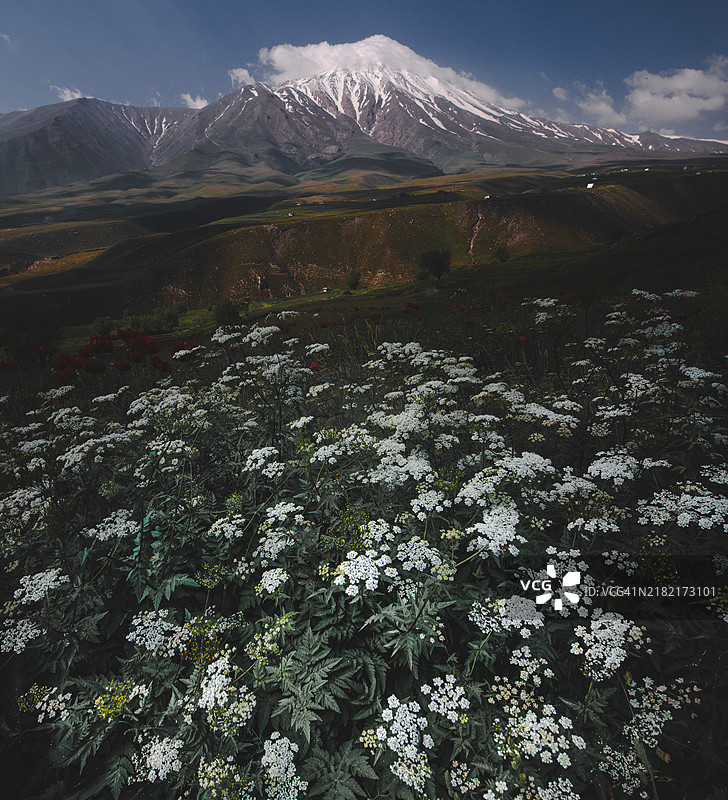 雪山与天空的美丽景色图片素材
