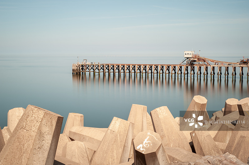 雷恩斯码头和海岸防御 - 北威尔士图片素材