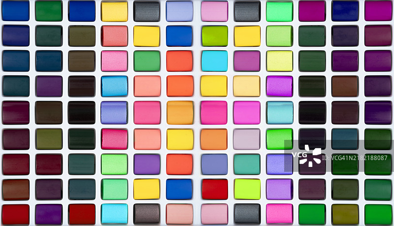 水彩颜料的特写，俯视图。图片素材