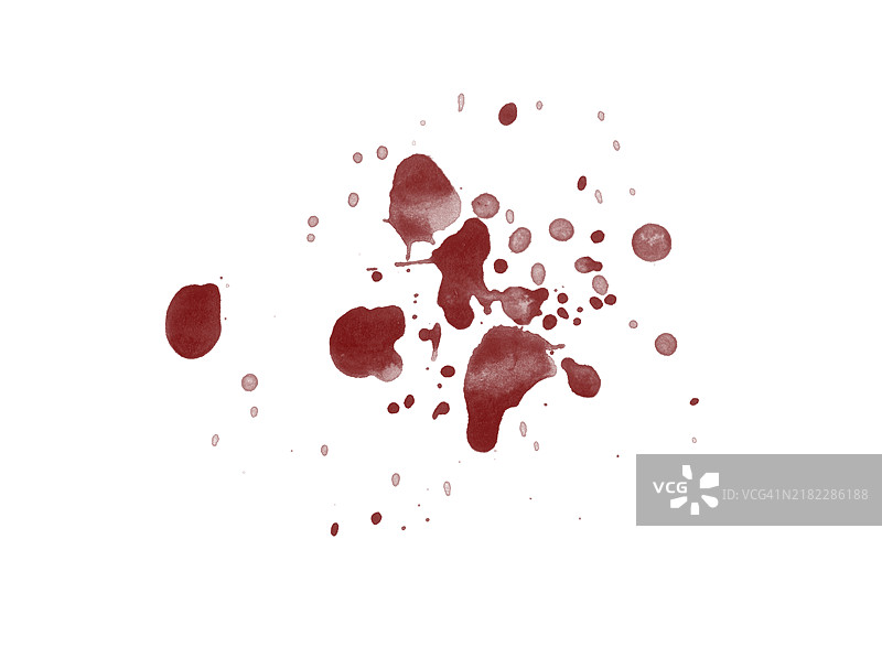 白色背景上的红色血迹飞溅图片素材