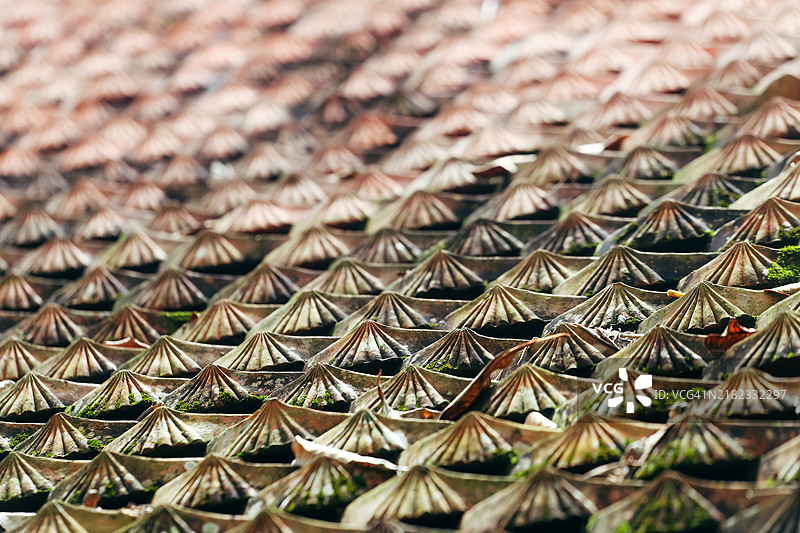 瓦屋顶上的层叠波浪形无缝图案图片素材