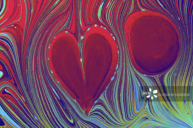 抽象心脏图案。创意大理石纹理的心形背景纹理图片素材