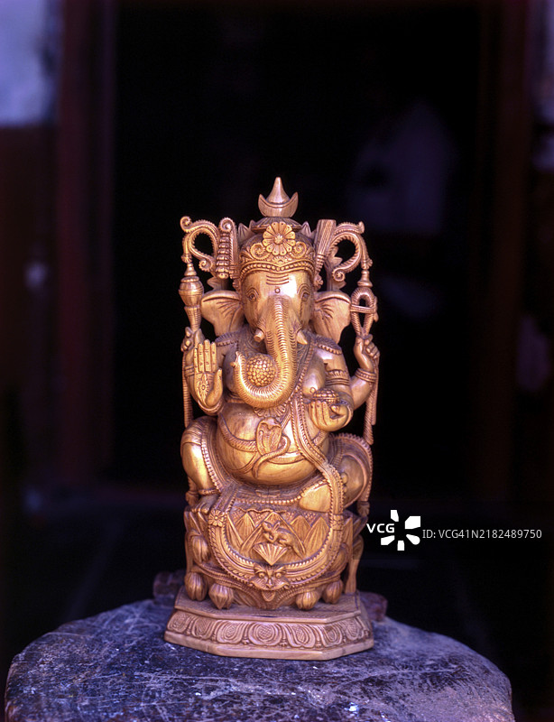 sandalwood制成的甘尼许，手工艺品，迈索尔，卡纳塔克邦，南印度，印度，亚洲图片素材