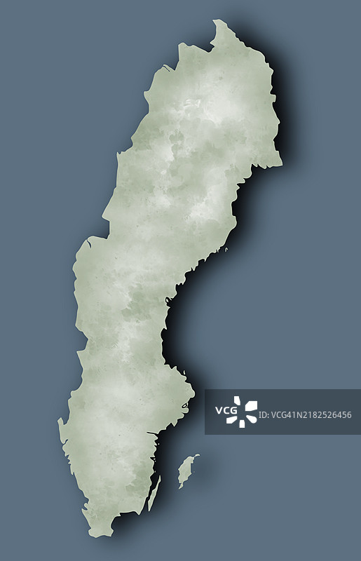 带有细腻纹理的瑞典简化地图图片素材