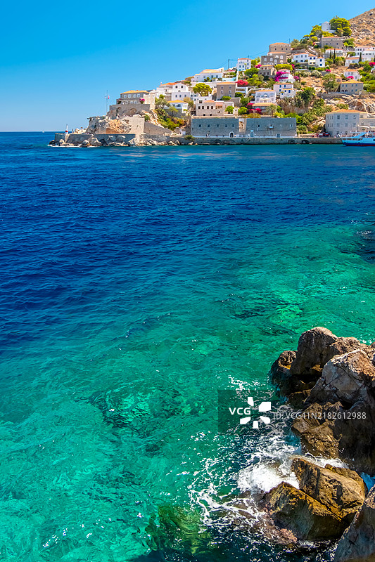 希腊萨罗尼克群岛的美丽海德拉岛风景图片素材