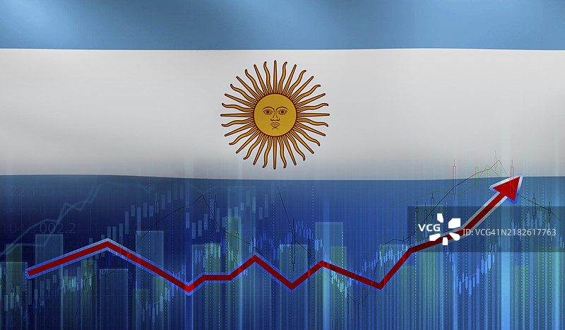 阿根廷经济复苏的图表。图中显示阿根廷经济的增长。图片素材