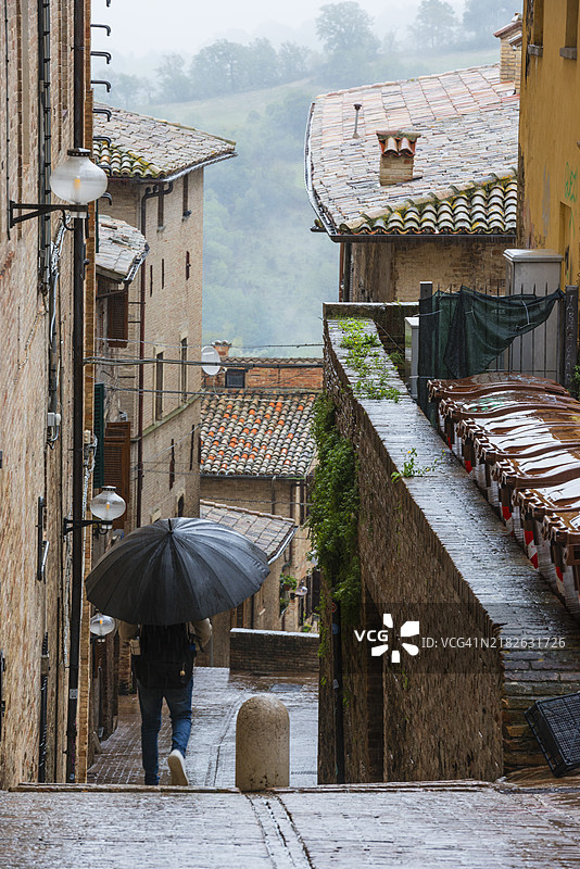 在雨中行走图片素材