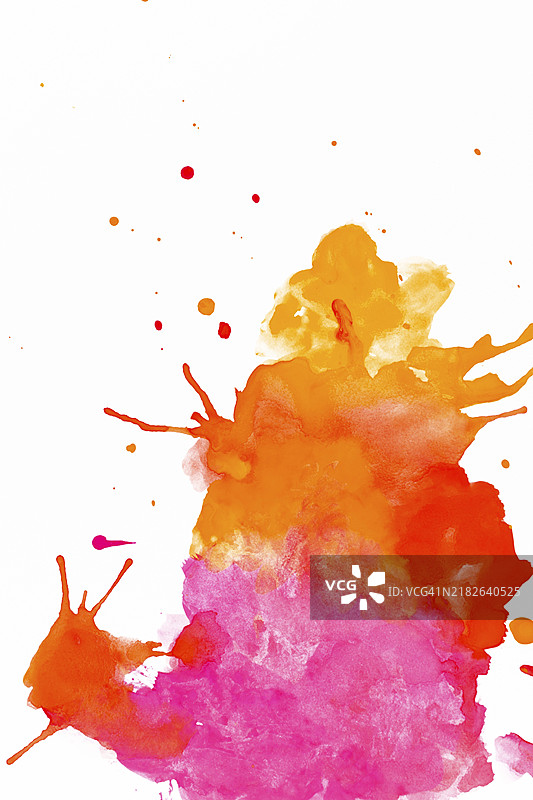 抽象的橙色和紫红色油漆污点图片素材