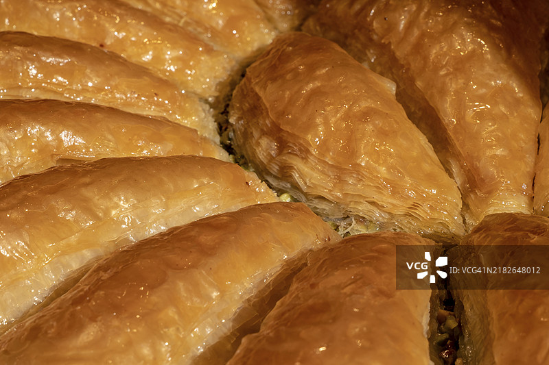 土耳其美食的开心果巴克拉瓦图片素材