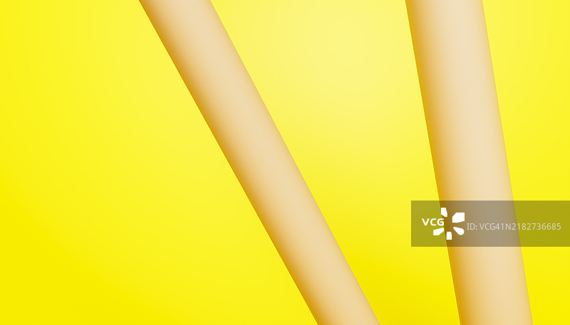 三维渲染图中黄色背景下的双管结构正面视图图片素材