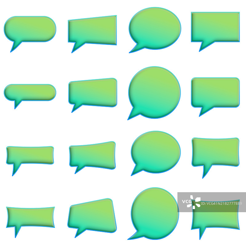 绿色按摩与聊天。漫画对话气泡风格图片素材