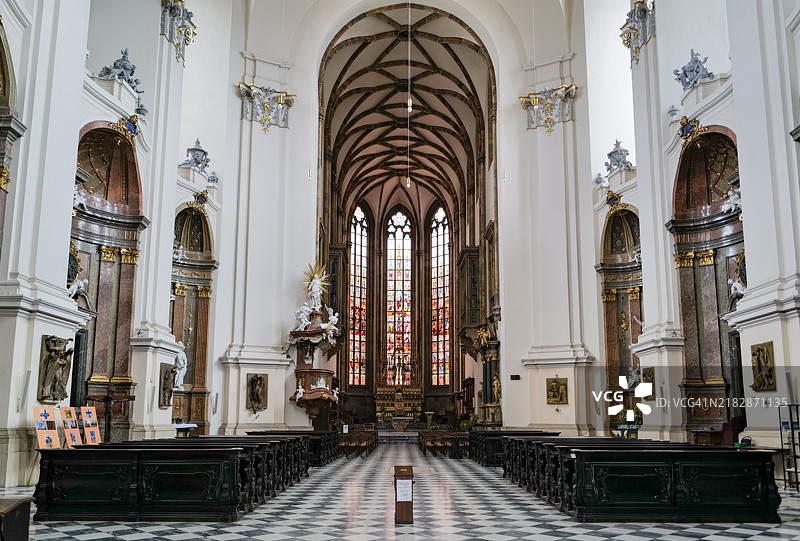 布尔诺的圣彼得和圣保罗大教堂的广角视图图片素材