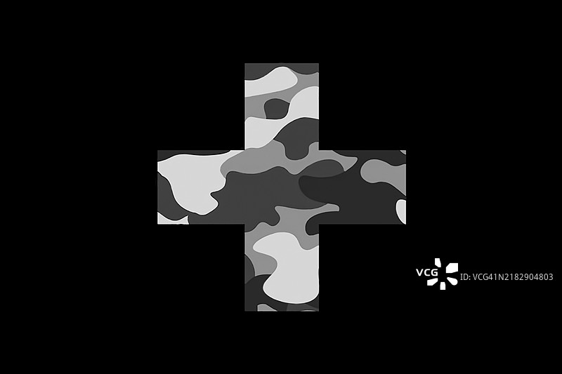 瑞士国旗带有十字架和黑色背景上的军事迷彩设计图片素材