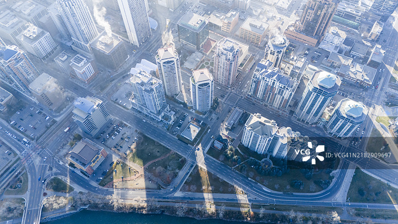 卡尔加里市中心的鸟瞰图图片素材