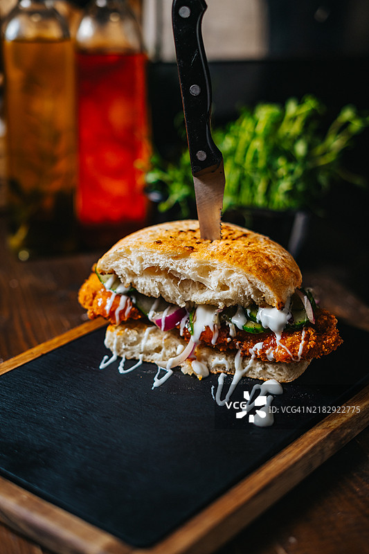 汉堡包的特写镜头图片素材