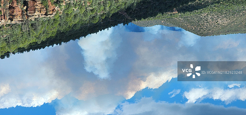 亚利桑那州的全景风景与天空，松树，美国图片素材