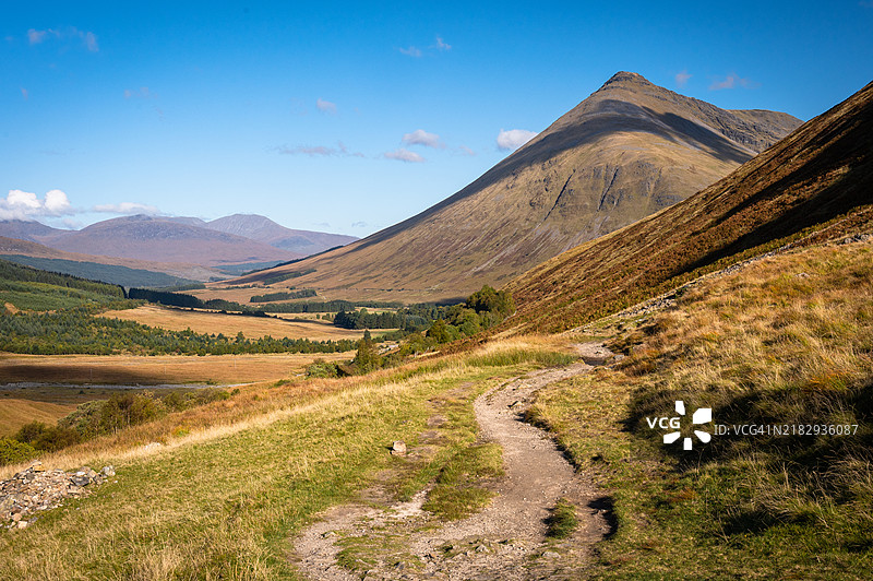 苏格兰丁德鲁姆与奥基桥之间的西高地小径沿线美丽的高地风景图片素材