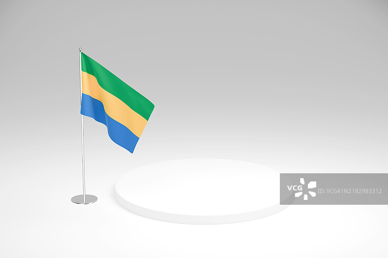 加蓬国旗模板，放置在白色讲台上图片素材