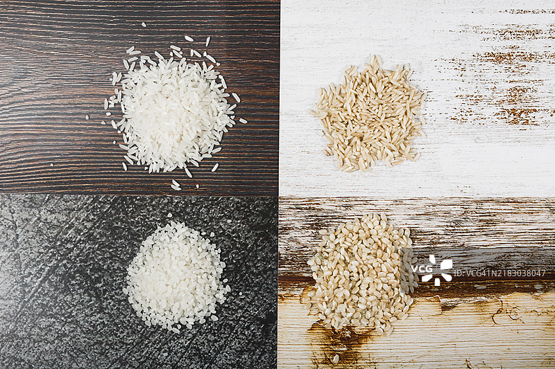 生动的木质背景与多样的米饭图片素材