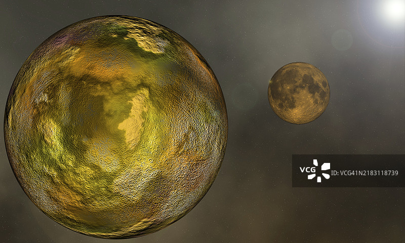 高分辨率数字创作的火星、月球和太阳的图像图片素材