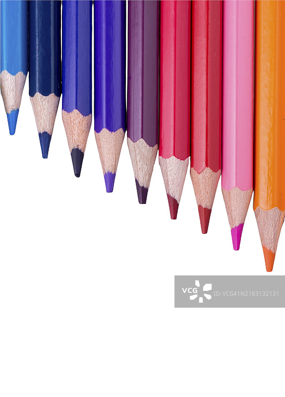 各种颜色的孤立铅笔工具，适合艺术创作和绘画图片素材