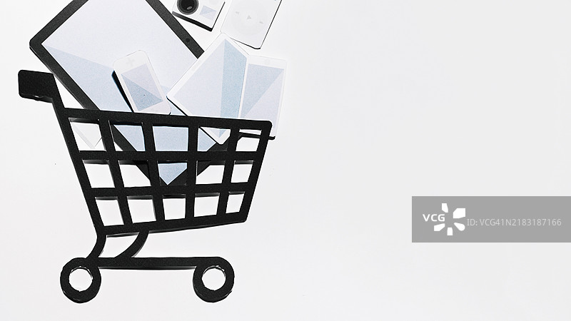 纸张组成与购物车设备图片素材