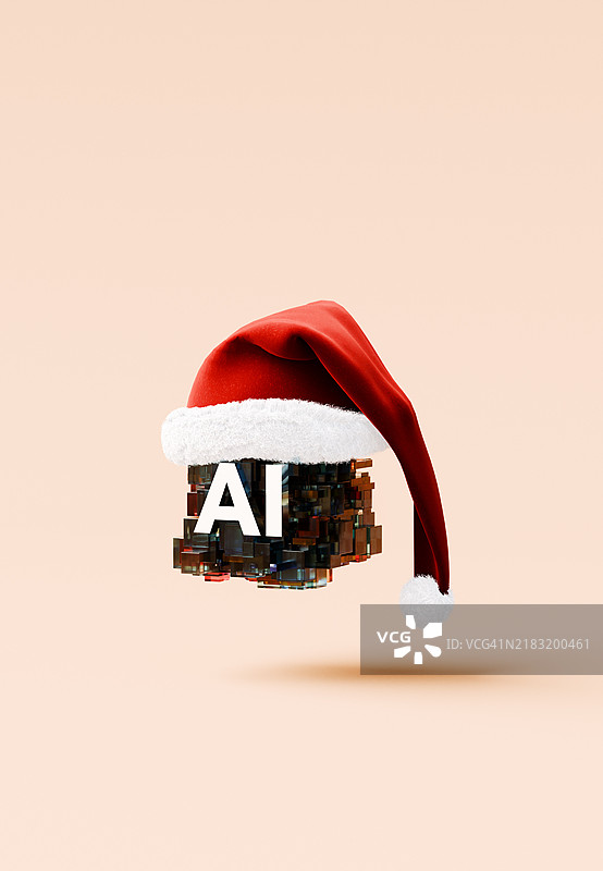 带有节日圣诞帽的人工智能图标图片素材