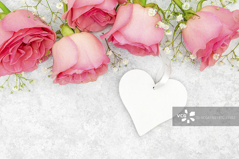 粉色玫瑰心形特写图片素材