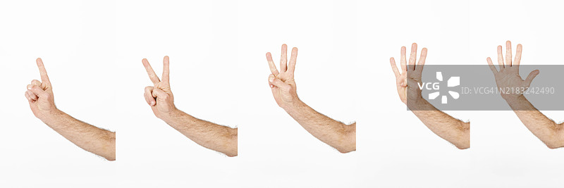 手部特写，正在数五个手指图片素材