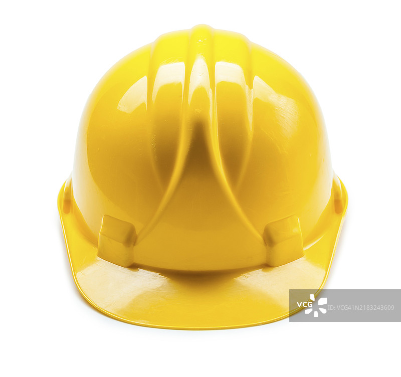 正面视角的黄色安全帽，背景为白色图片素材