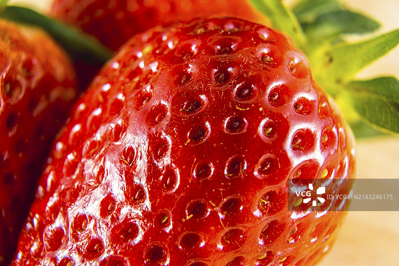 草莓纹理的微距摄影图片素材