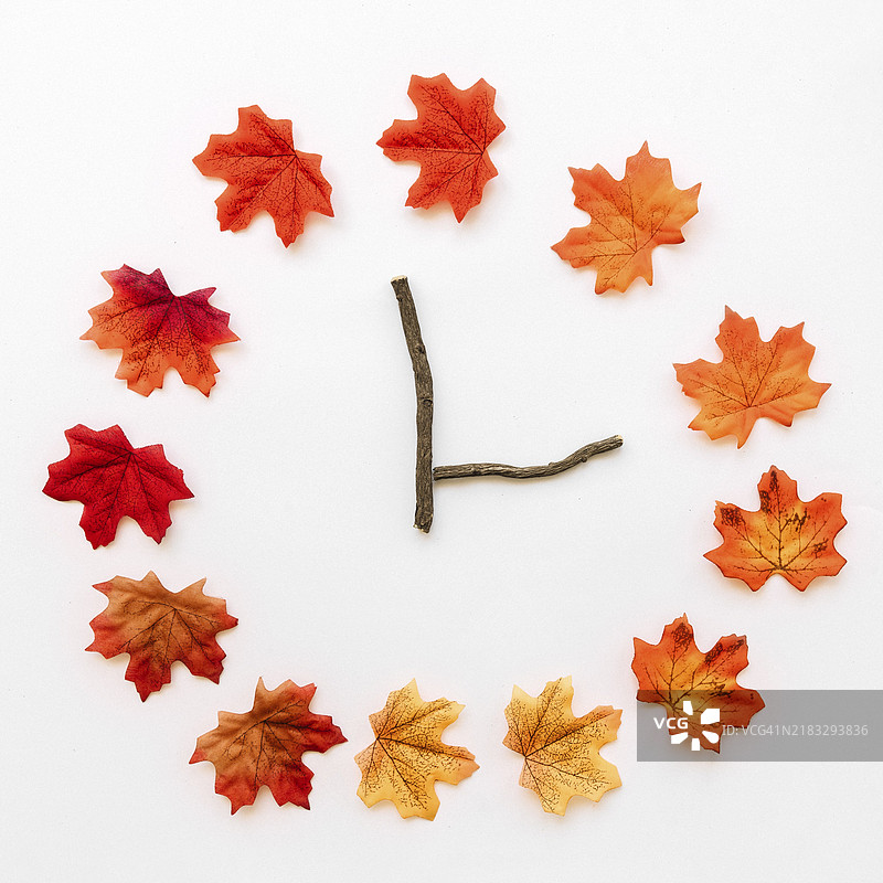 秋天的枫叶时钟图片素材