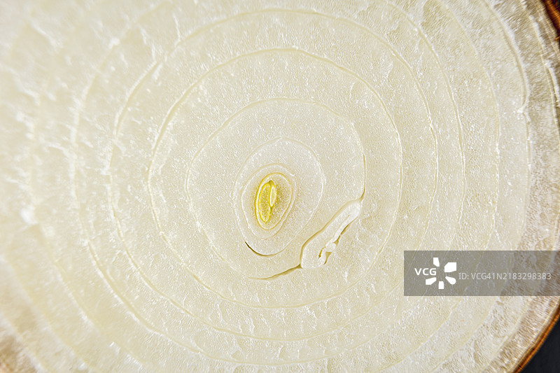 洋葱切半的纹理细节，微距摄影图片素材