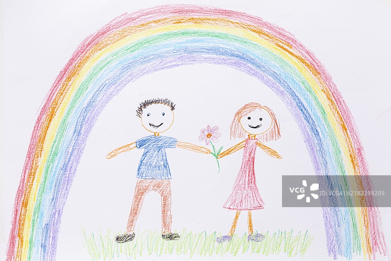 平铺的美丽多彩画作图片素材