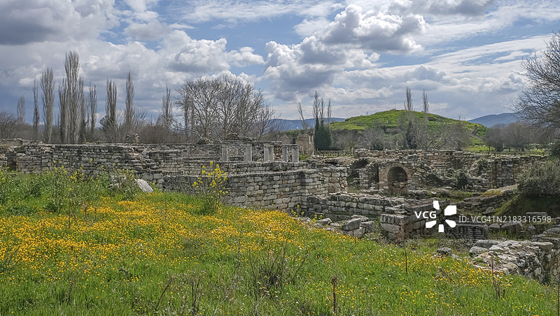 古城阿佛洛狄西亚的挖掘现场，主教宫殿，现今的盖尔雷市，卡拉卡苏，艾丁，土耳其西部，土耳其，亚洲图片素材
