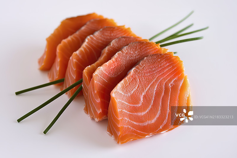 一张熏三文鱼切片的照片图片素材
