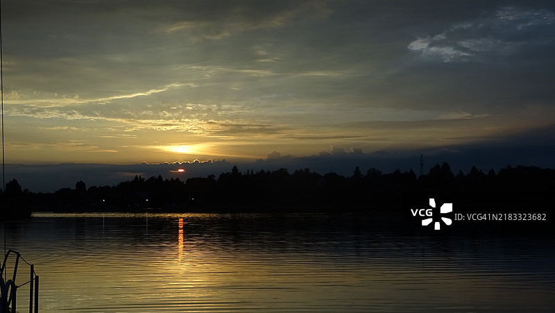 日落时分湖泊与天空的美丽景色图片素材
