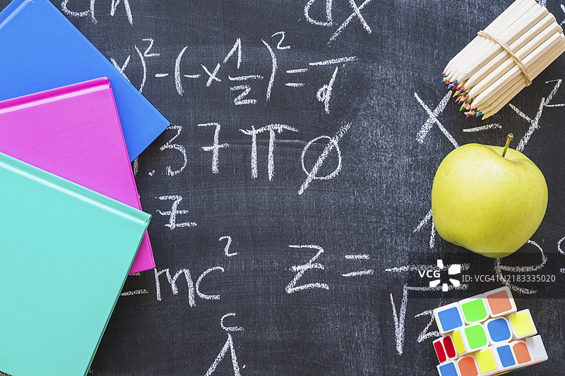 带有数学计算的学校黑板图片素材
